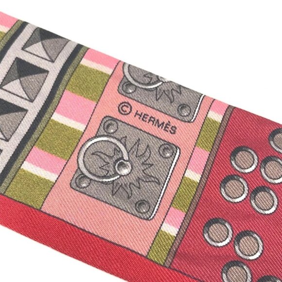 HERMES Twilly Twilly Collier de Chien Bandeau Scarf Scarf silk Red - Picture 6 of 15